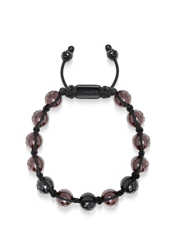 Nialaya Men's Beaded Bracelet Men's Beaded Bracelet with Black & Burgundy Ceramic Balls Men's Beaded Bracelet with Black & Burgundy Ceramic Balls